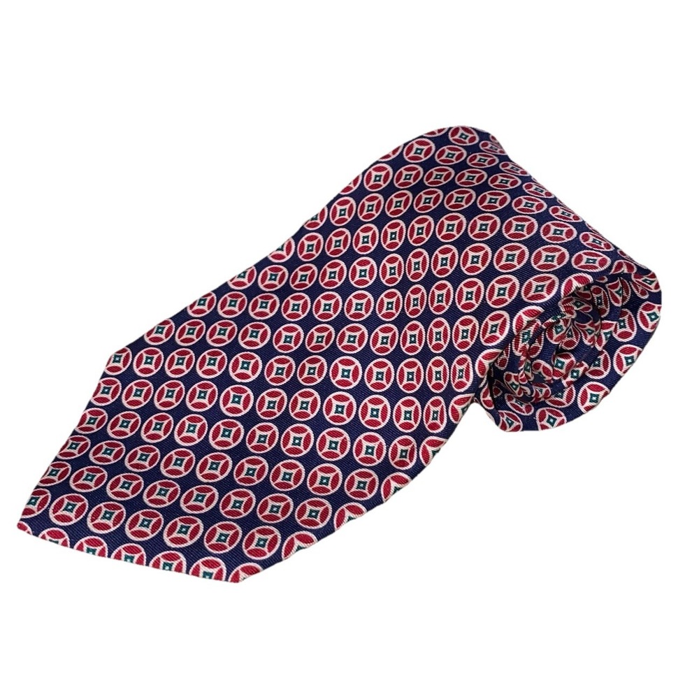 Learbury Limited Edition Men's 100%‎ Silk Tie Geometric Red/Blue/Green 56"x3.75"